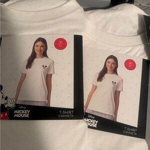 Lot of 2 XL Disney Mickey Mouse White Womens Shirt